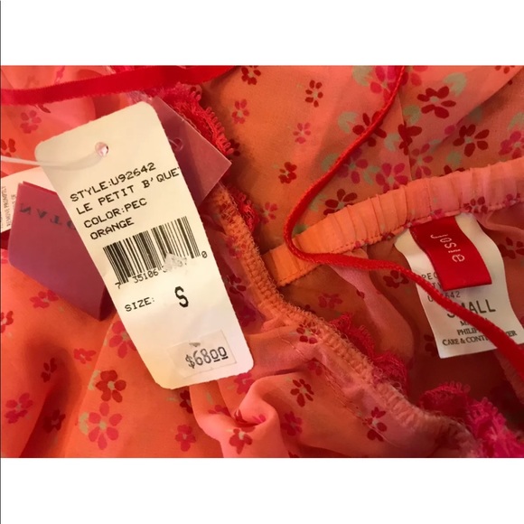 JOSIE NATORI Intimates 2 pc. Pajamas Cami Cropped Pants Sheer Floral- SMALL S - Picture 8 of 12